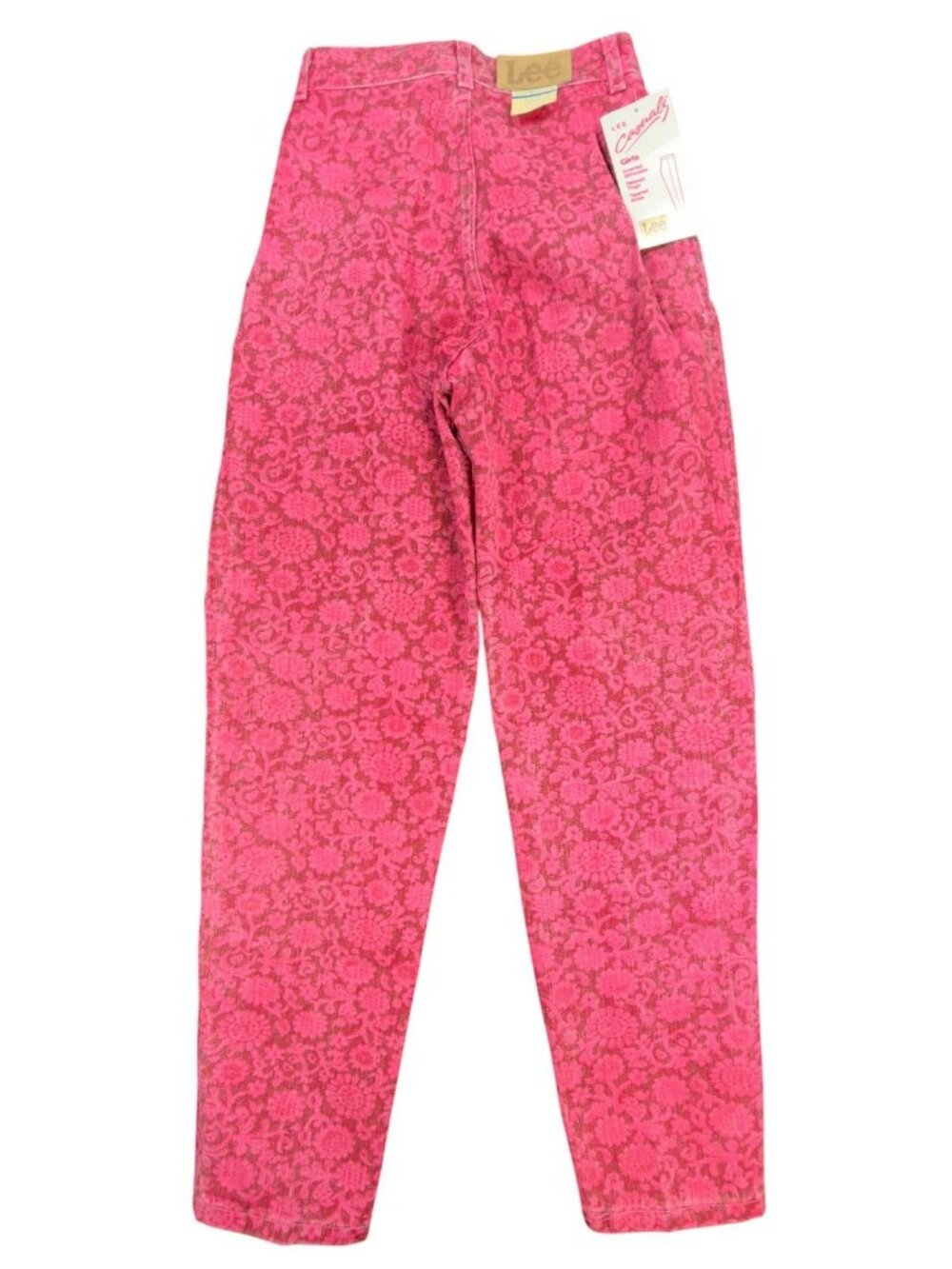 Lee Casuals Floral Print Jeans Girls 14 Slim Pink Cotton Vintage 90s Made in USA